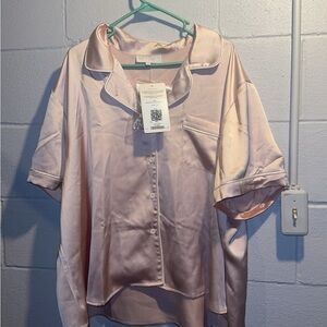 4X Pale Blush Satin Sleepover Top- Perfect for Maternity or Bridesmaid.